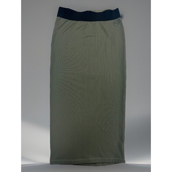 Reebok X Cardi B Skirt Athleisure Green Black Rib Pencil Midi Women's size Large - Picture 4 of 10
